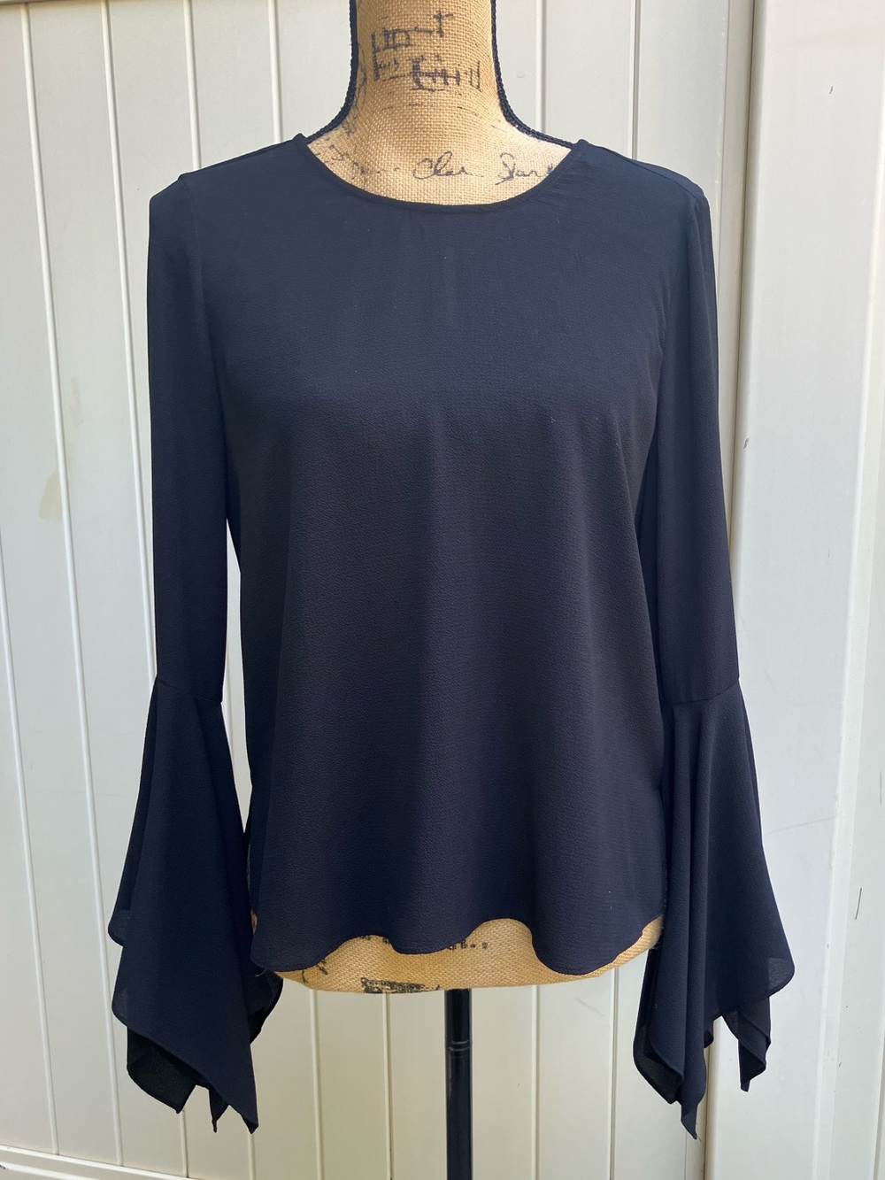 Black whimsigoth angel sleeve top Vince Camuto petite small elegant